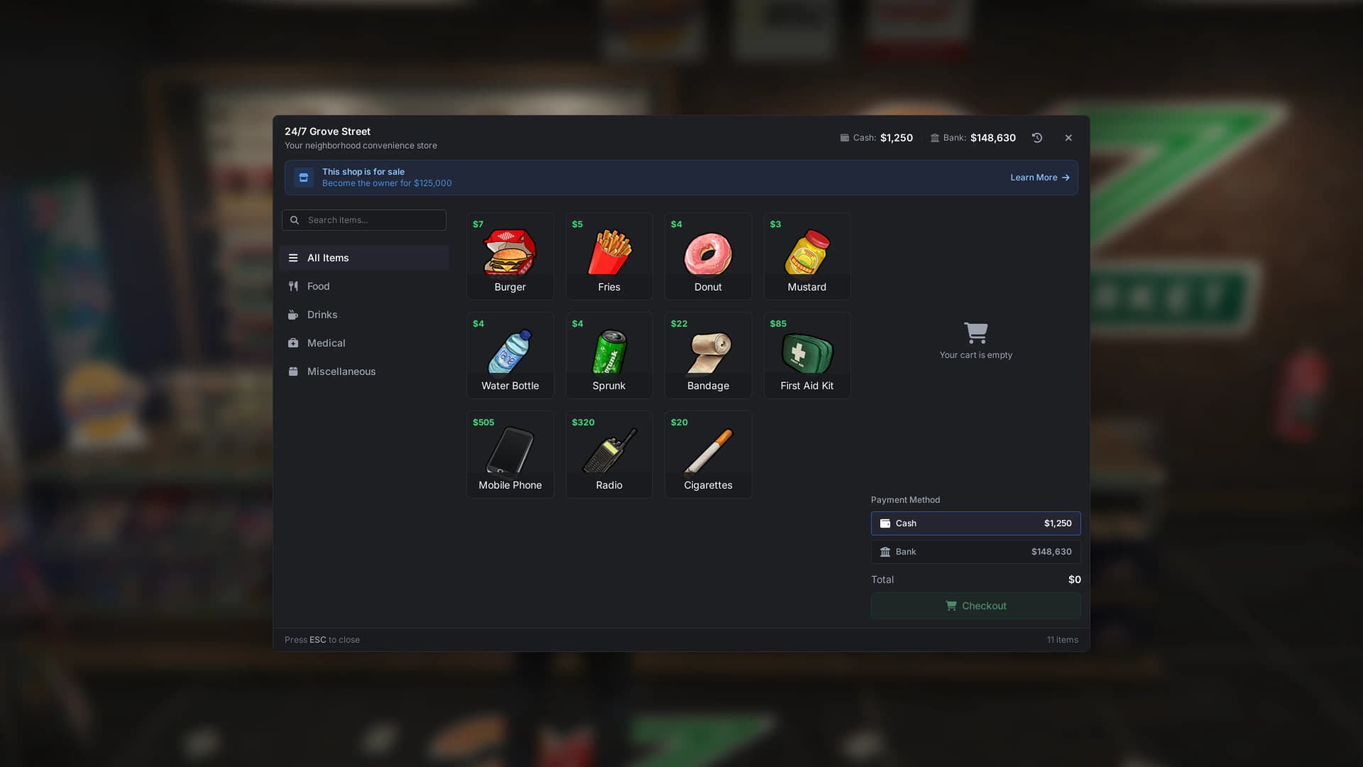 Shops can be listed for sale so players buy them in-game and become the owner