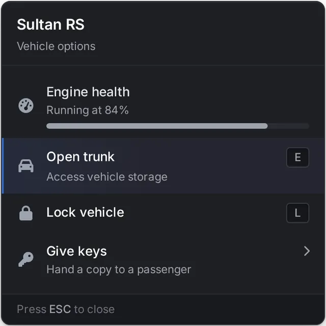 Modern UI menu